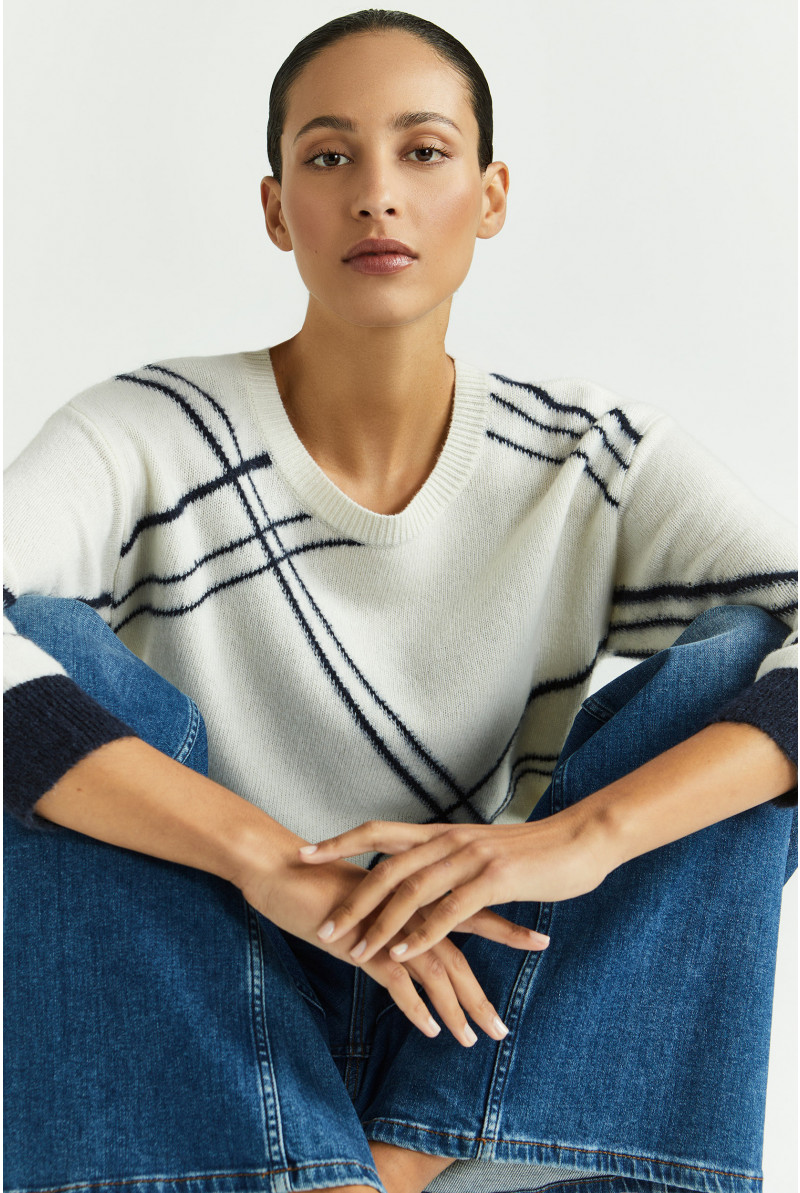 Geruite pull van zomerse wolmix