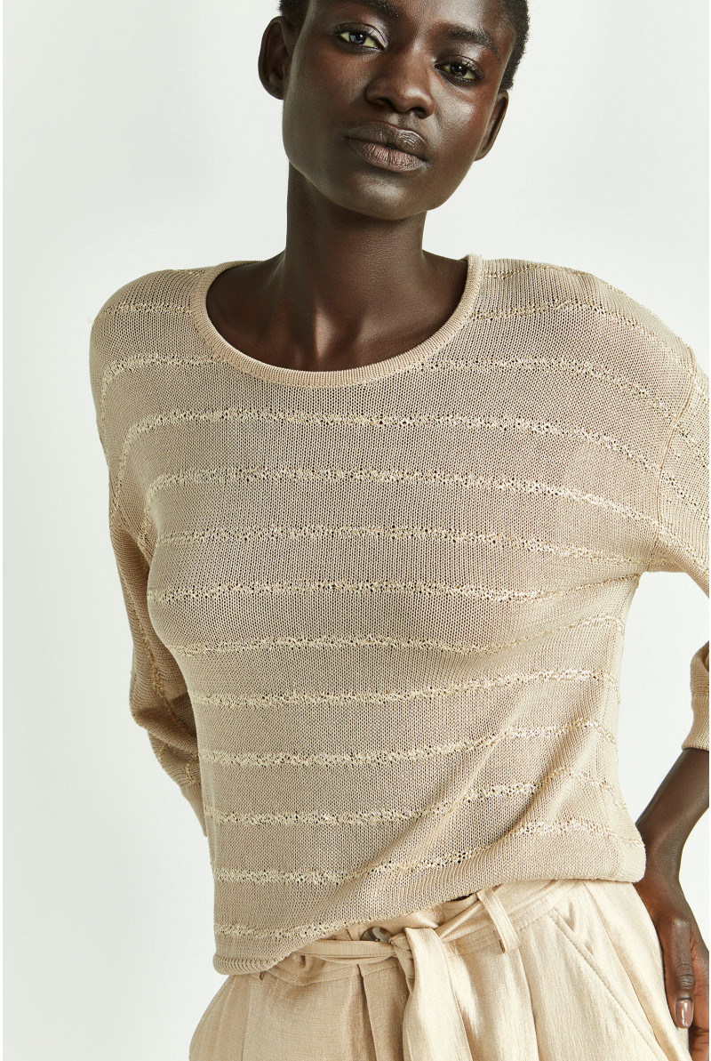 Gestreepte pull van fijne viscose