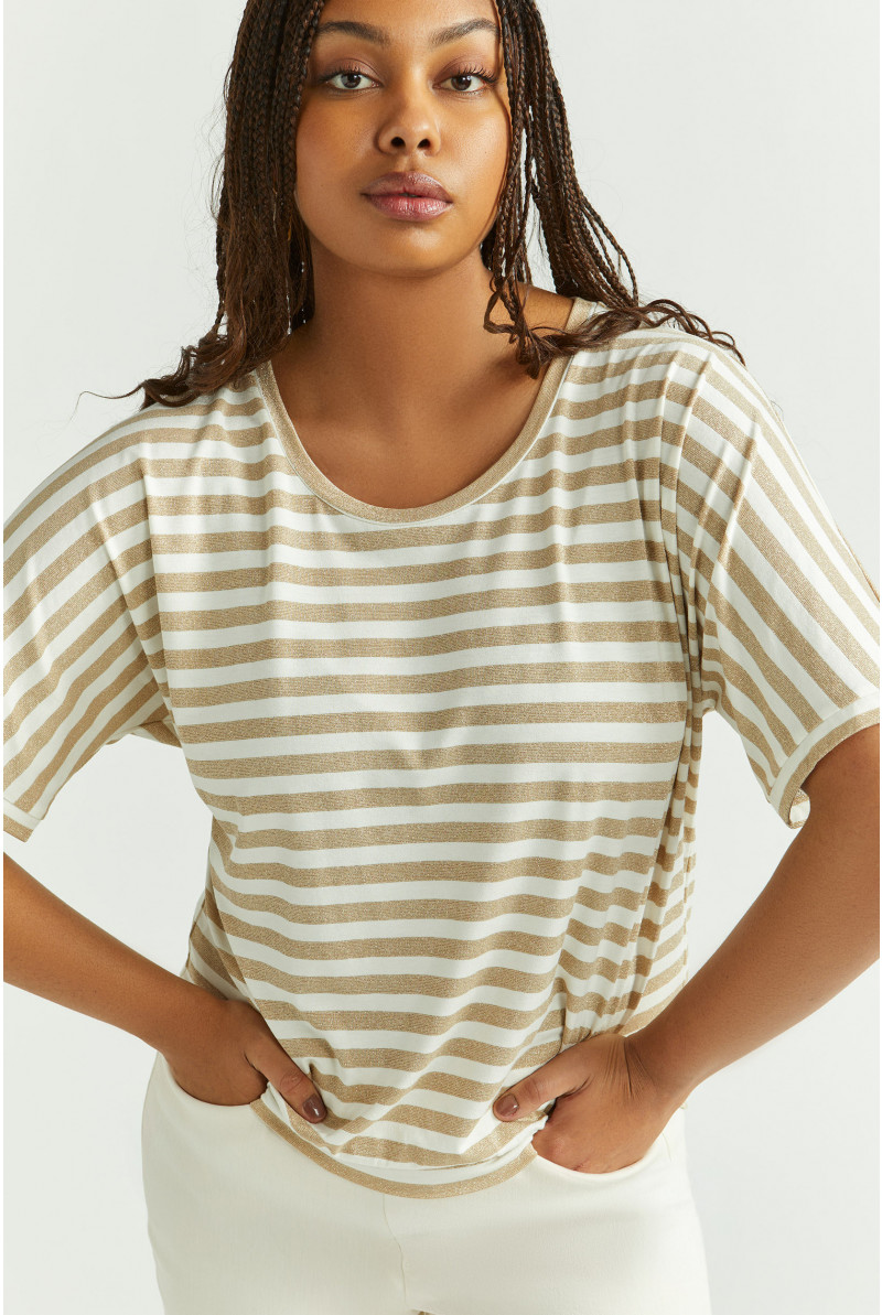 Striped T-shirt with lurex