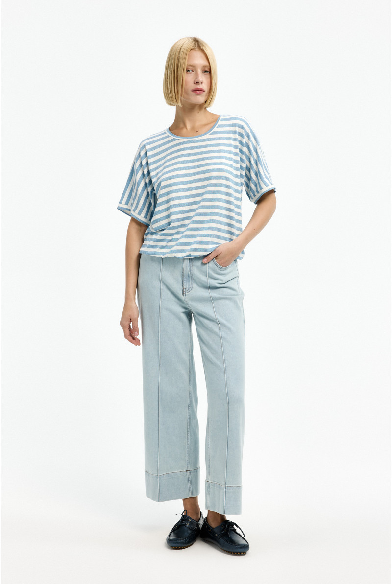 T-shirt à rayures en lurex