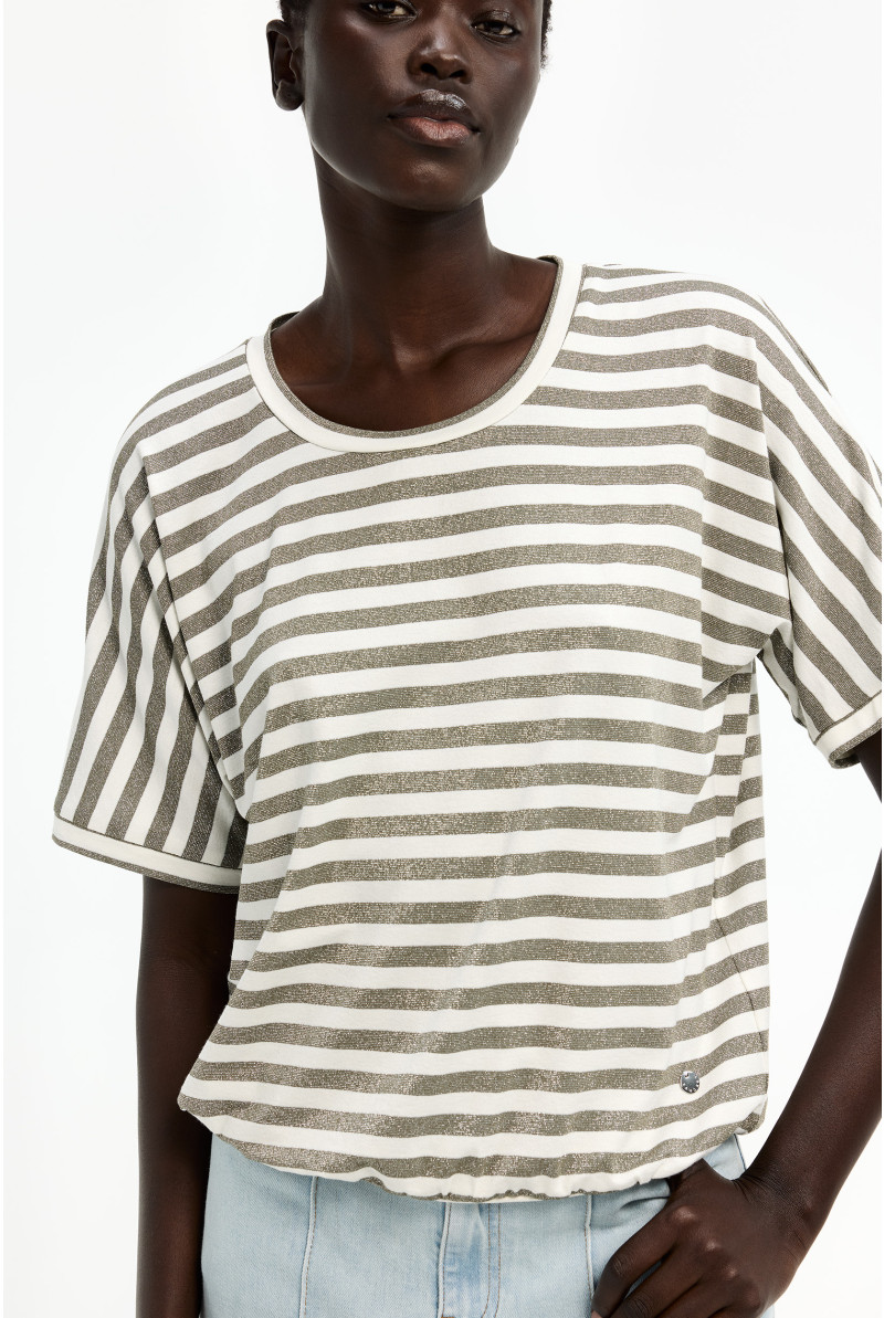 T-shirt met lurex strepen