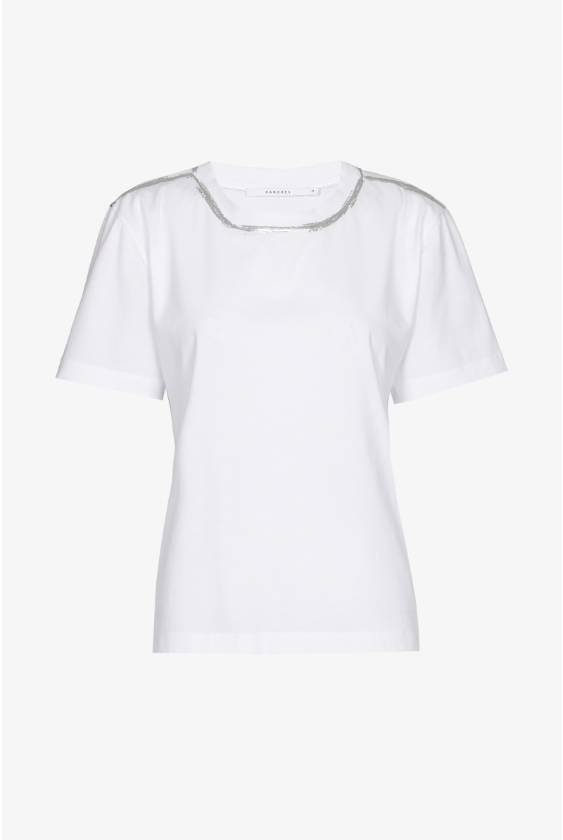 T-shirt with silver neckline