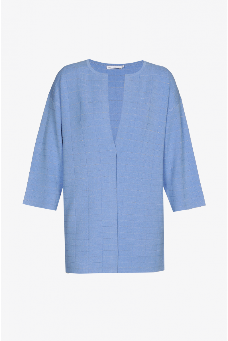Langes Gilet mit Blockmuster