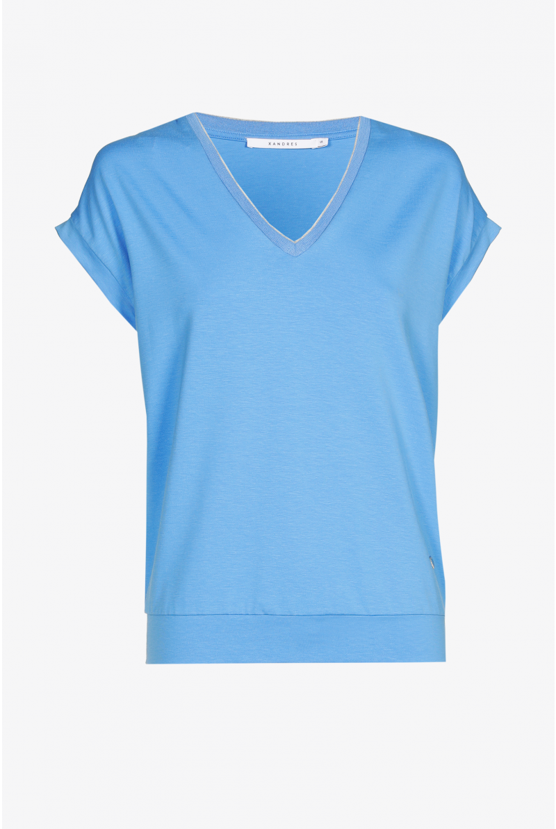 Jersey T-shirt with V-neck