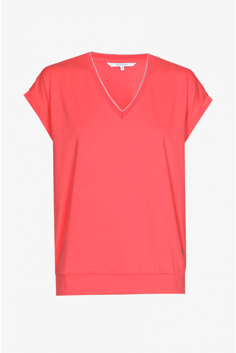 Jersey T-shirt with V-neck
