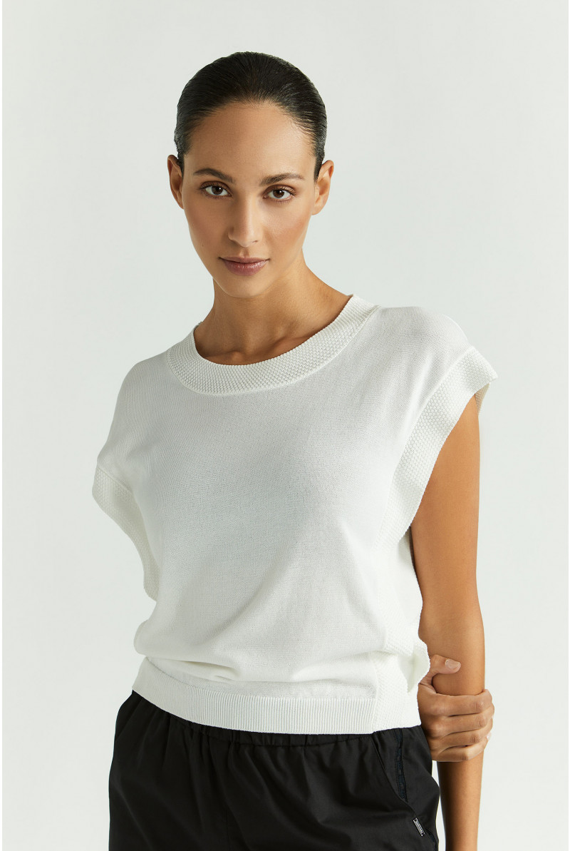 Mouwloze pull met fantasieboord