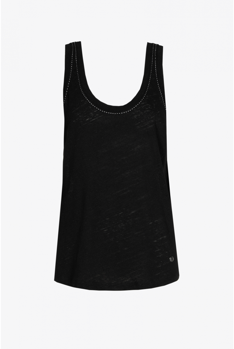 Sleeveless top with round neck