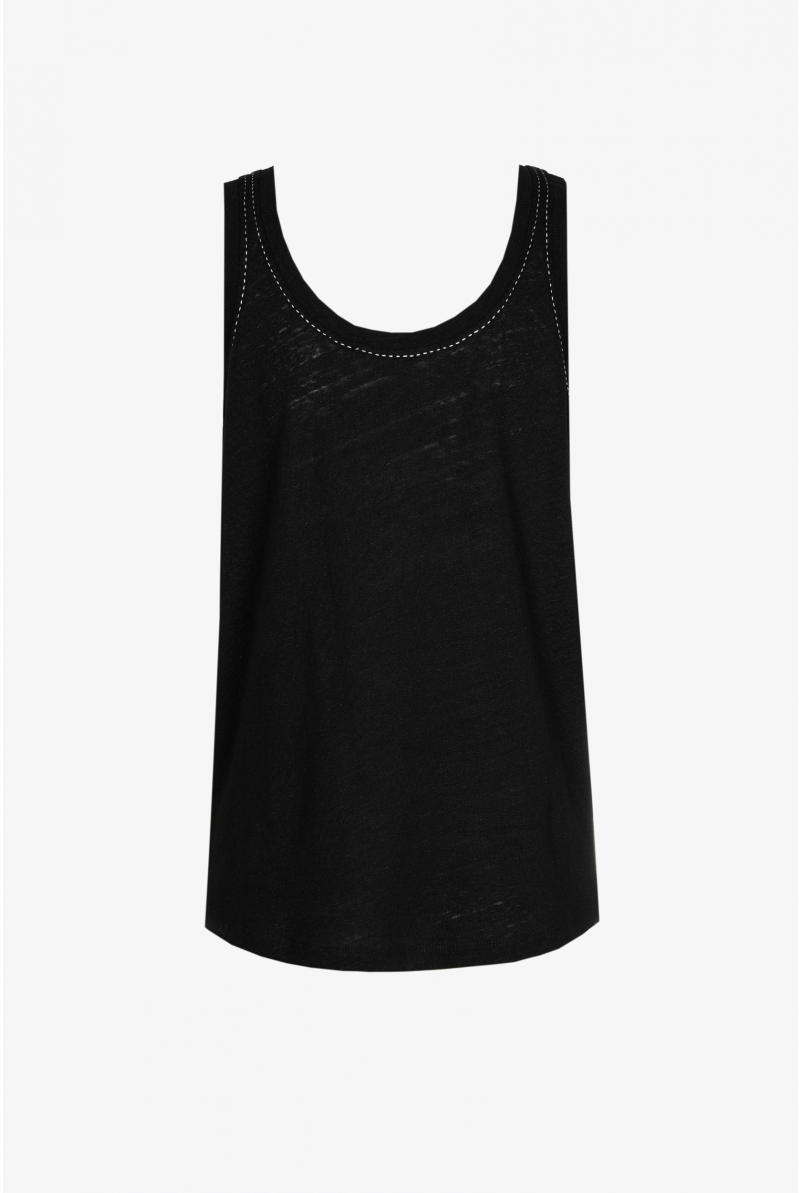 Sleeveless top with round neck
