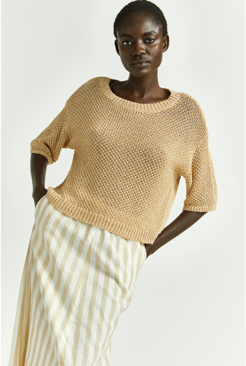 Zweifarbiger Pullover mit Struktur