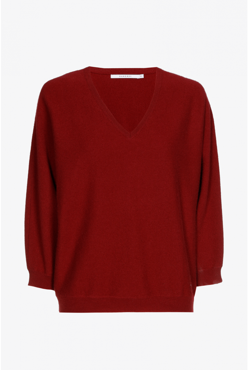 Warme trui met V-hals in cashmere