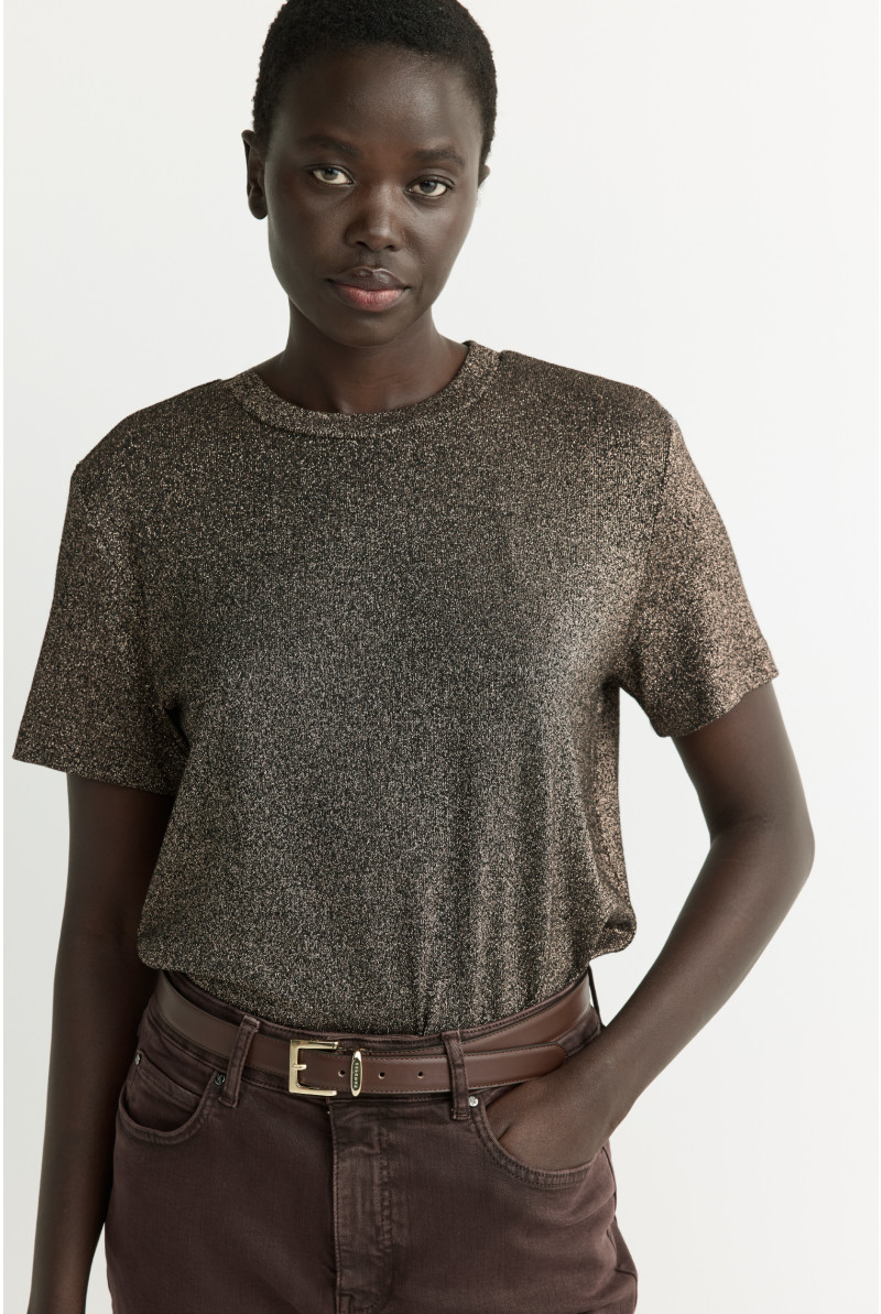 Lurex T-shirt met korte mouwen