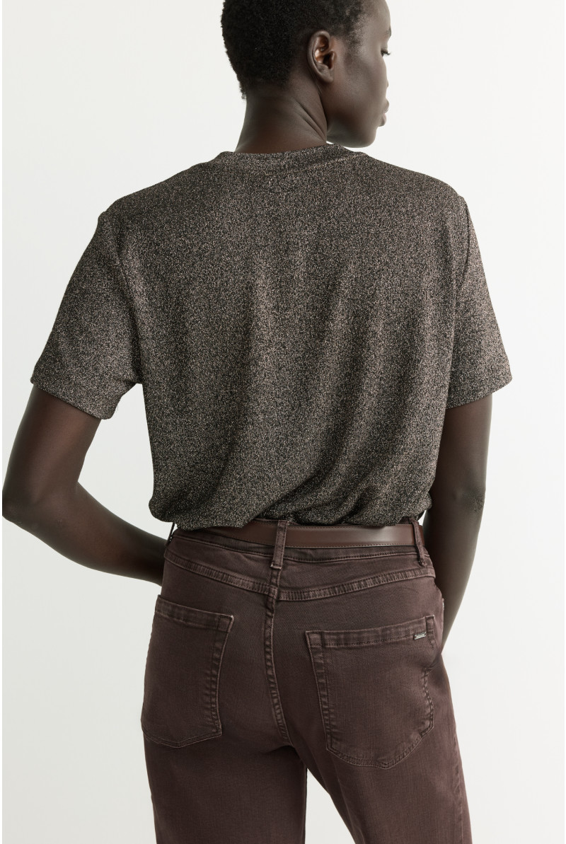 Lurex T-shirt met korte mouwen