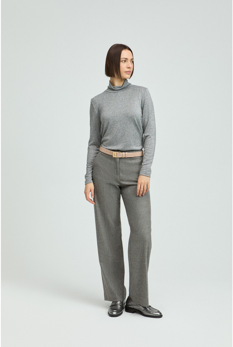 Lurex-T-Shirt mit Rollkragenpullover 