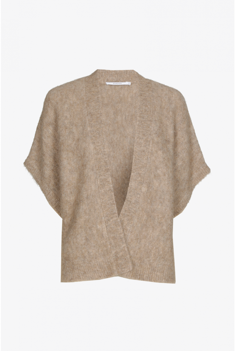 Wool cardigan with short sleeves