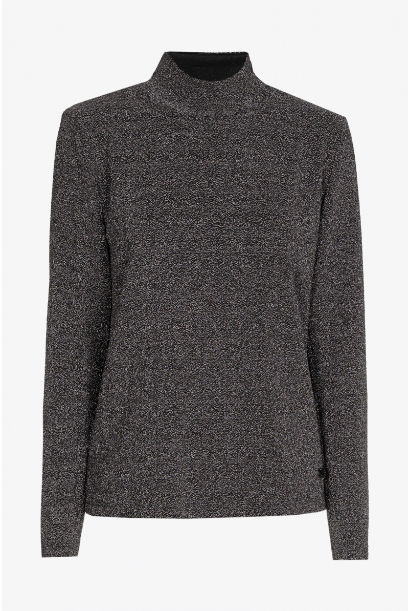 Lurex t-shirt met opstaande kraag