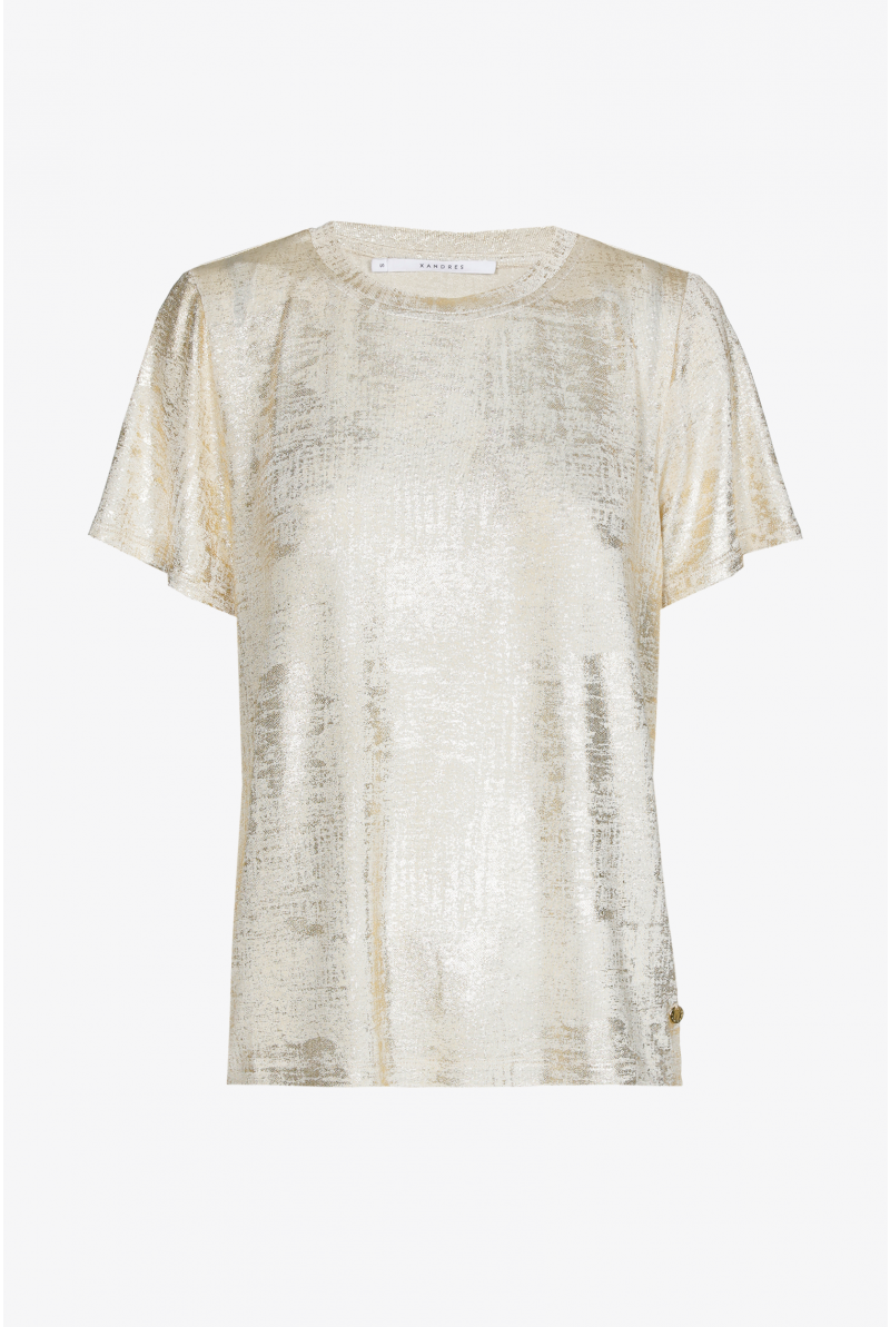 Coated T-shirt met ronde hals