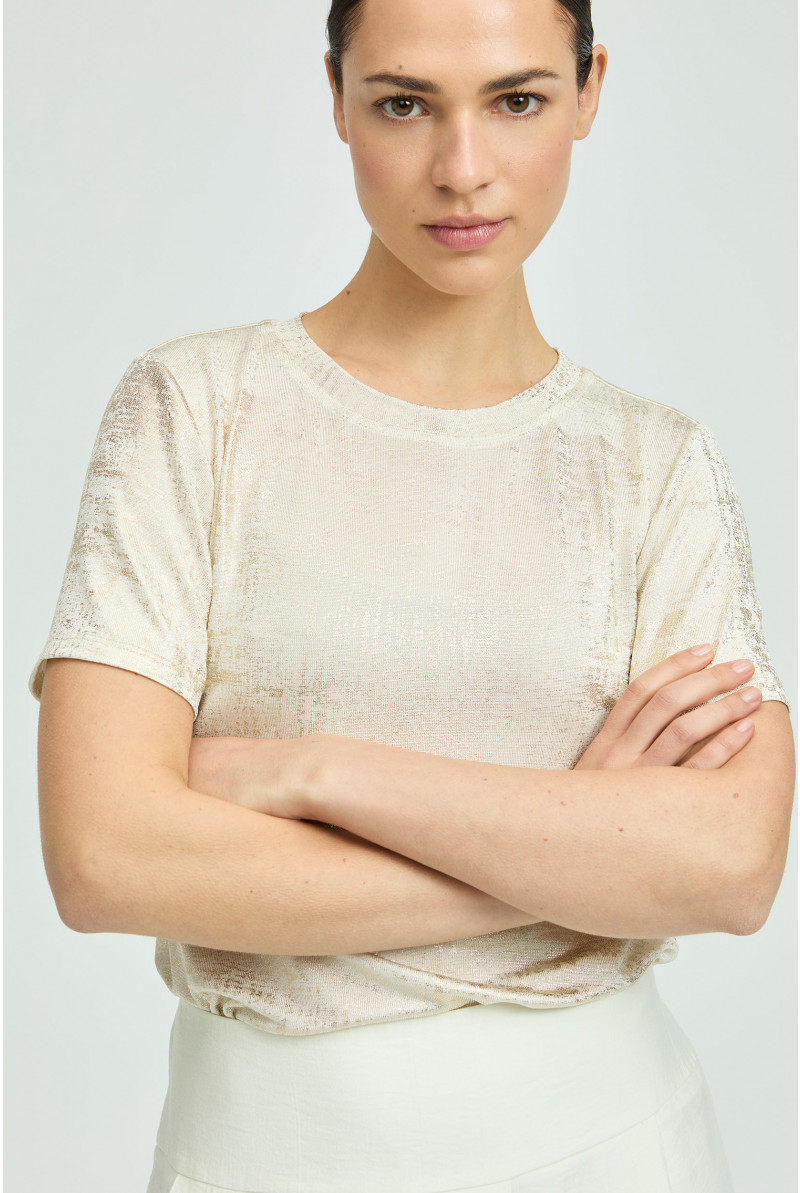 Coated T-shirt met ronde hals