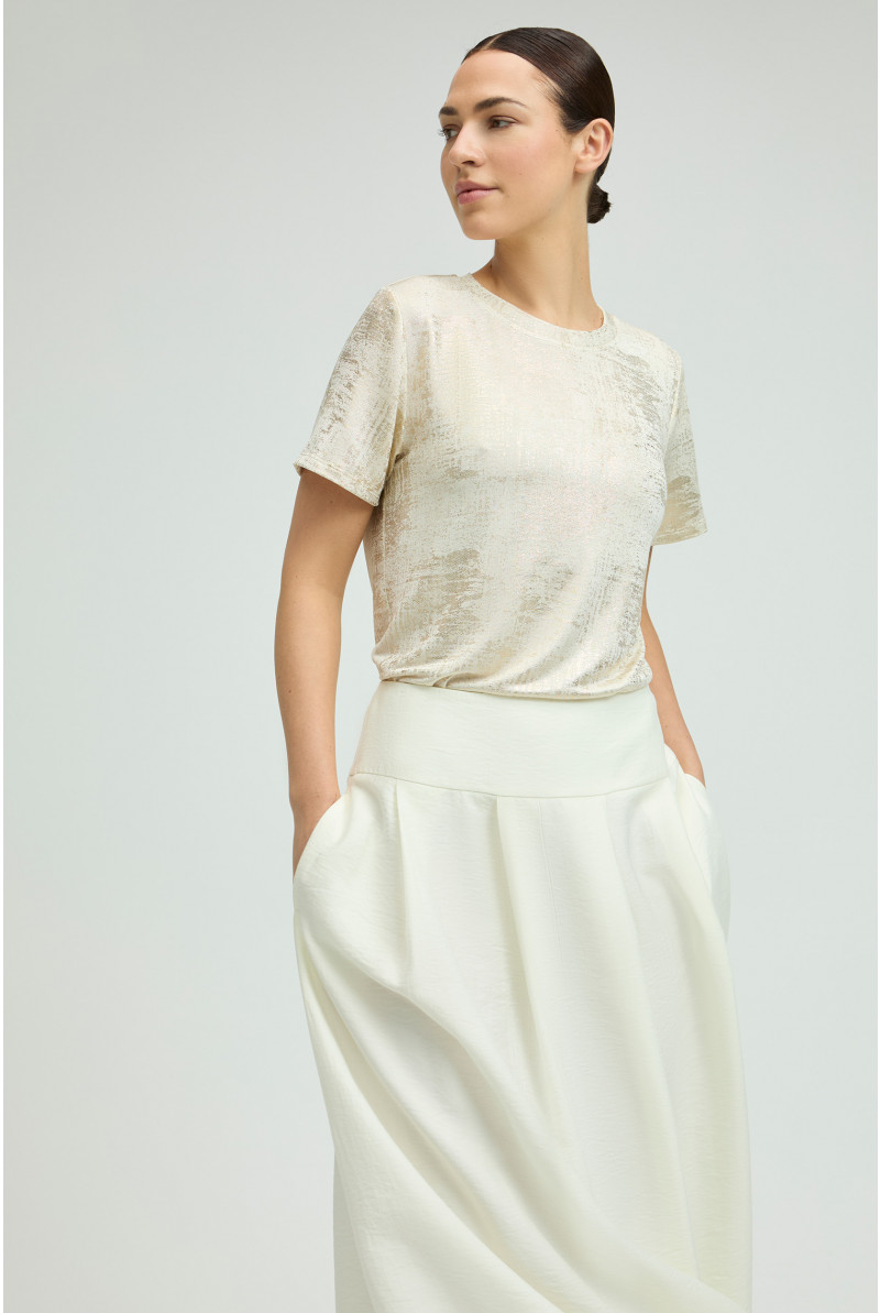 Coated T-shirt met ronde hals