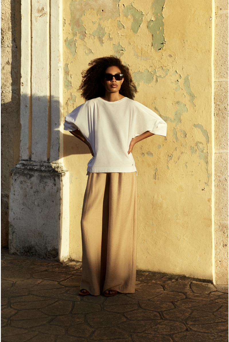 Bluse mit Rundhalsausschnitt aus Bio-Baumwolle