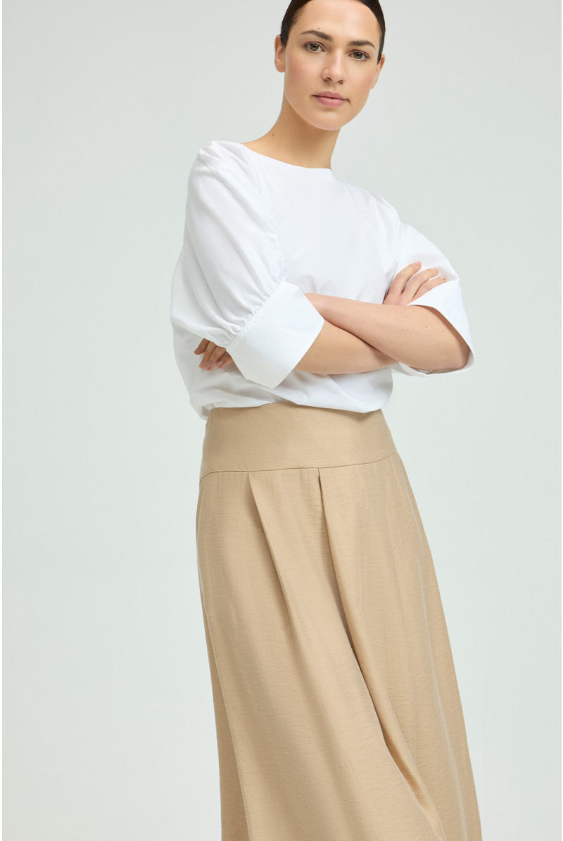 Bluse mit Rundhalsausschnitt aus Bio-Baumwolle