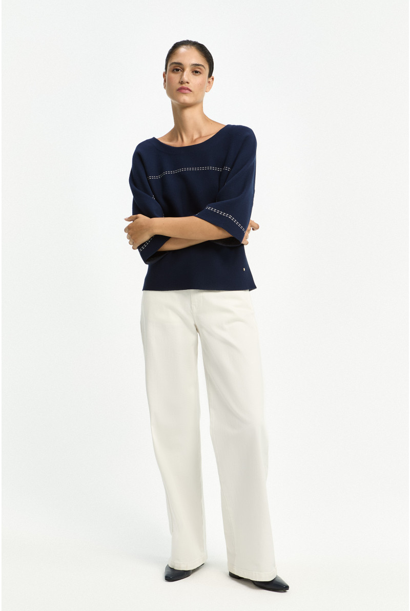 Sweater mit U-Boot-Ausschnitt