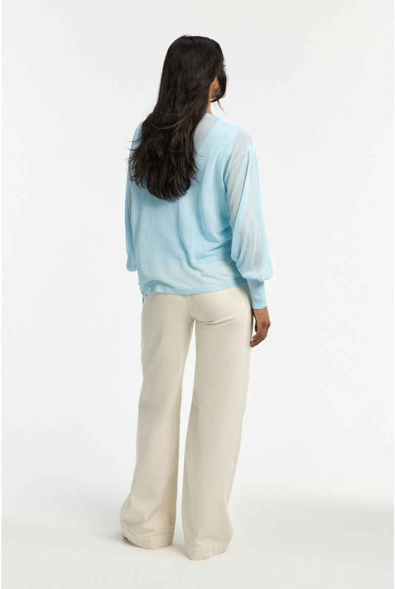 Trui met organza mouwen en rug