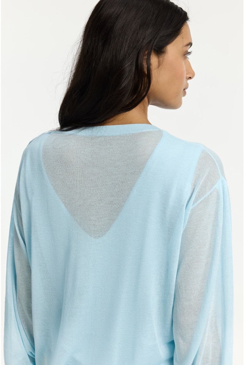 Trui met organza mouwen en rug