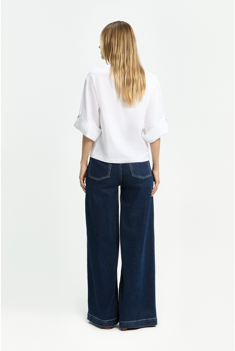 Baumwoll-T-Shirt mit weiten Ärmeln