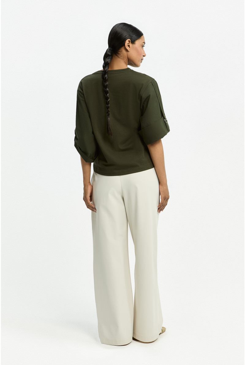 Cotton T-shirt with wide sleeves