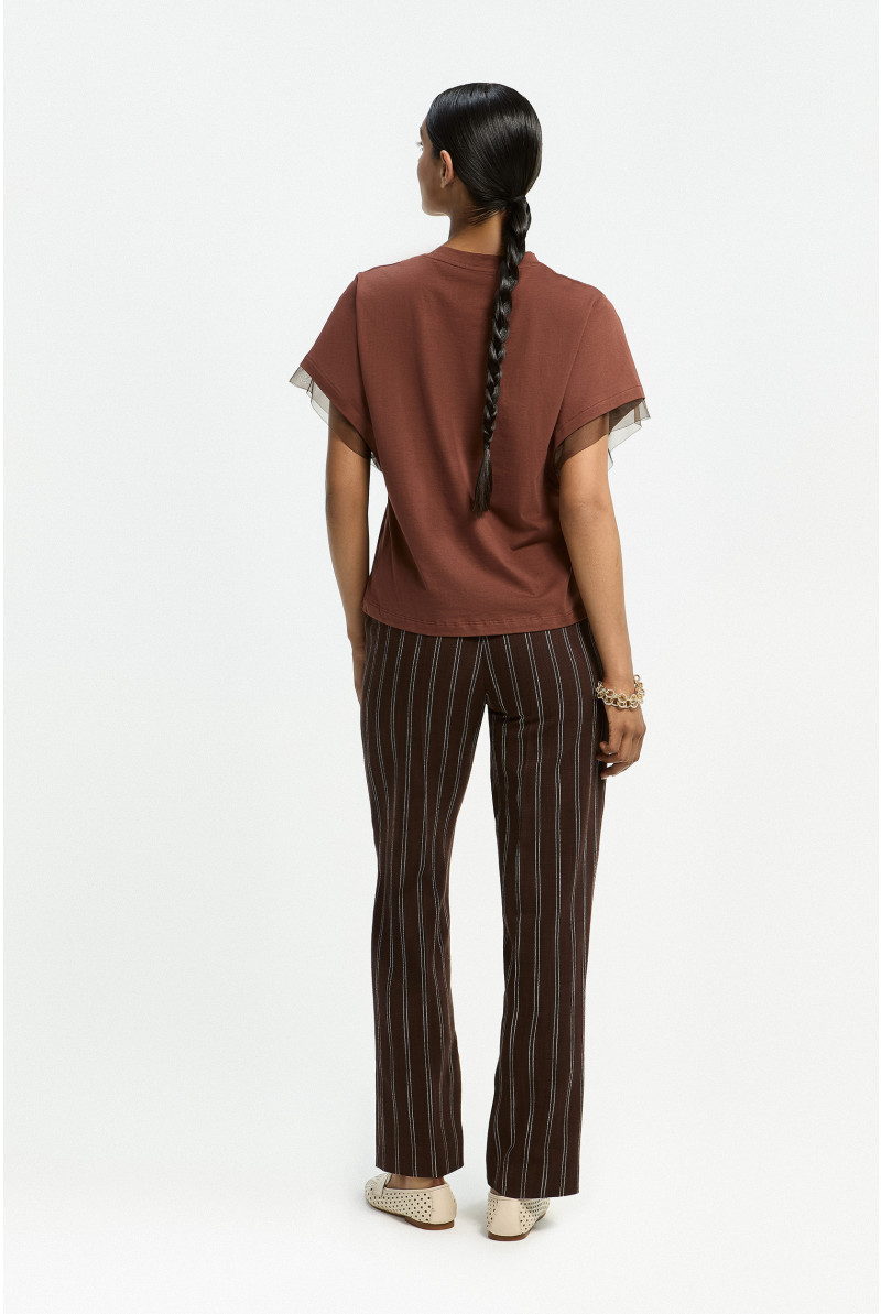 T-shirt met organza aan de mouwen