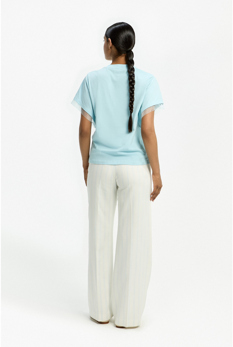 T-shirt with organza on the sleeves