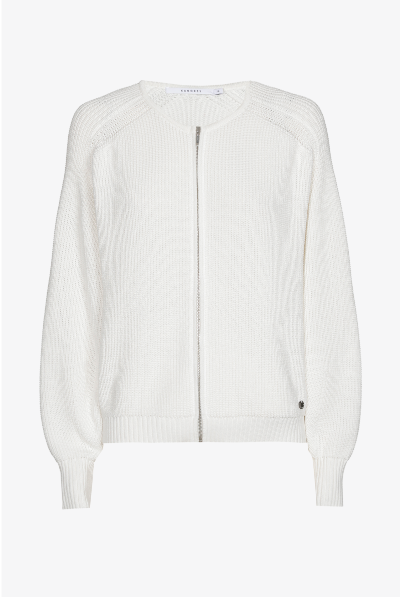 Katoenen cardigan in parelsteek