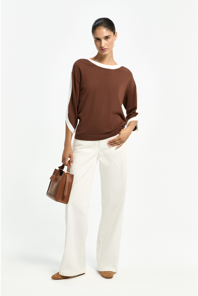 Katoenen trui met boothals