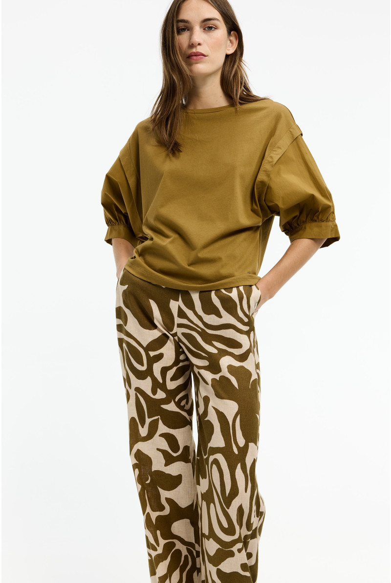 Katoenen t-shirt met ballonmouwen