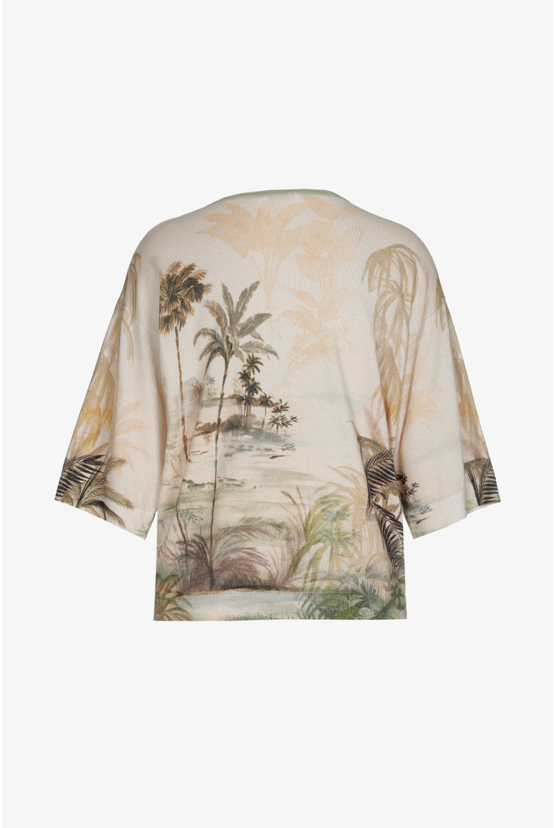 Pull à imprimé estival à palmiers