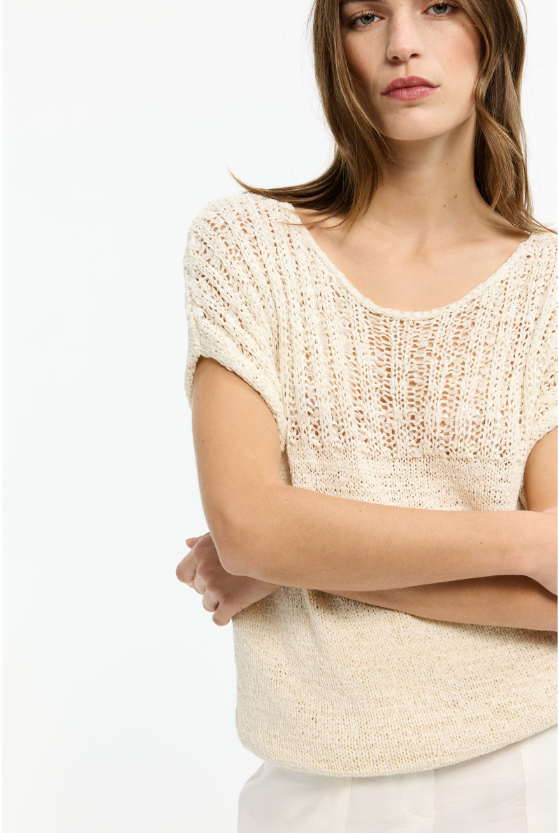 Mouwloze losgebreide pull 