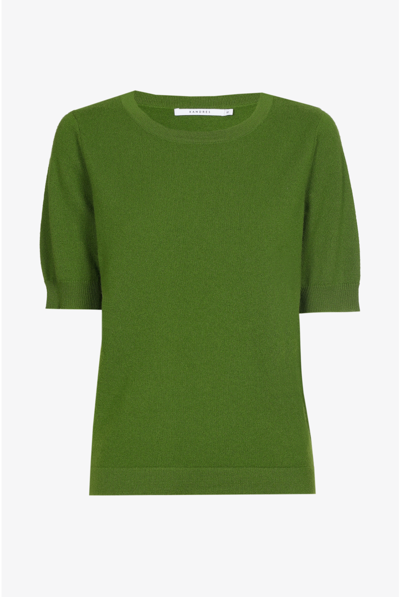 Cashmere trui met korte mouwen