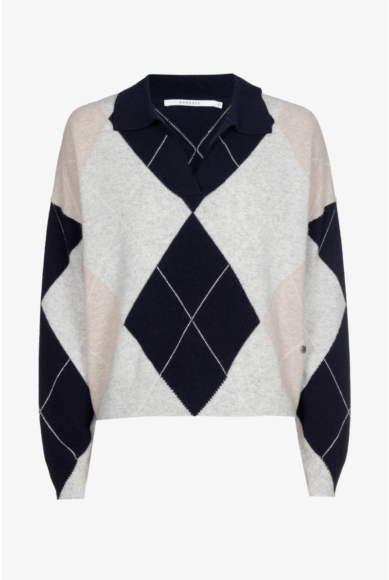 Checked polo jumper