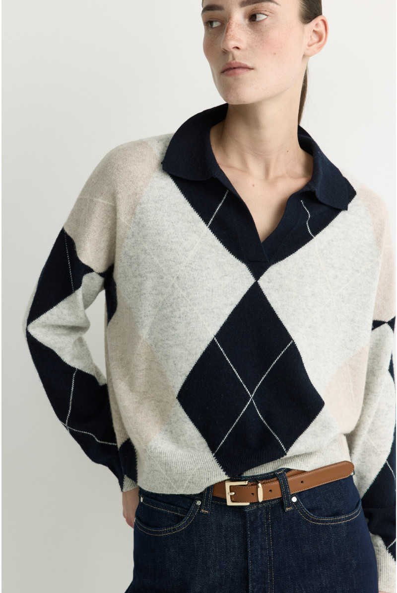 Checked polo jumper