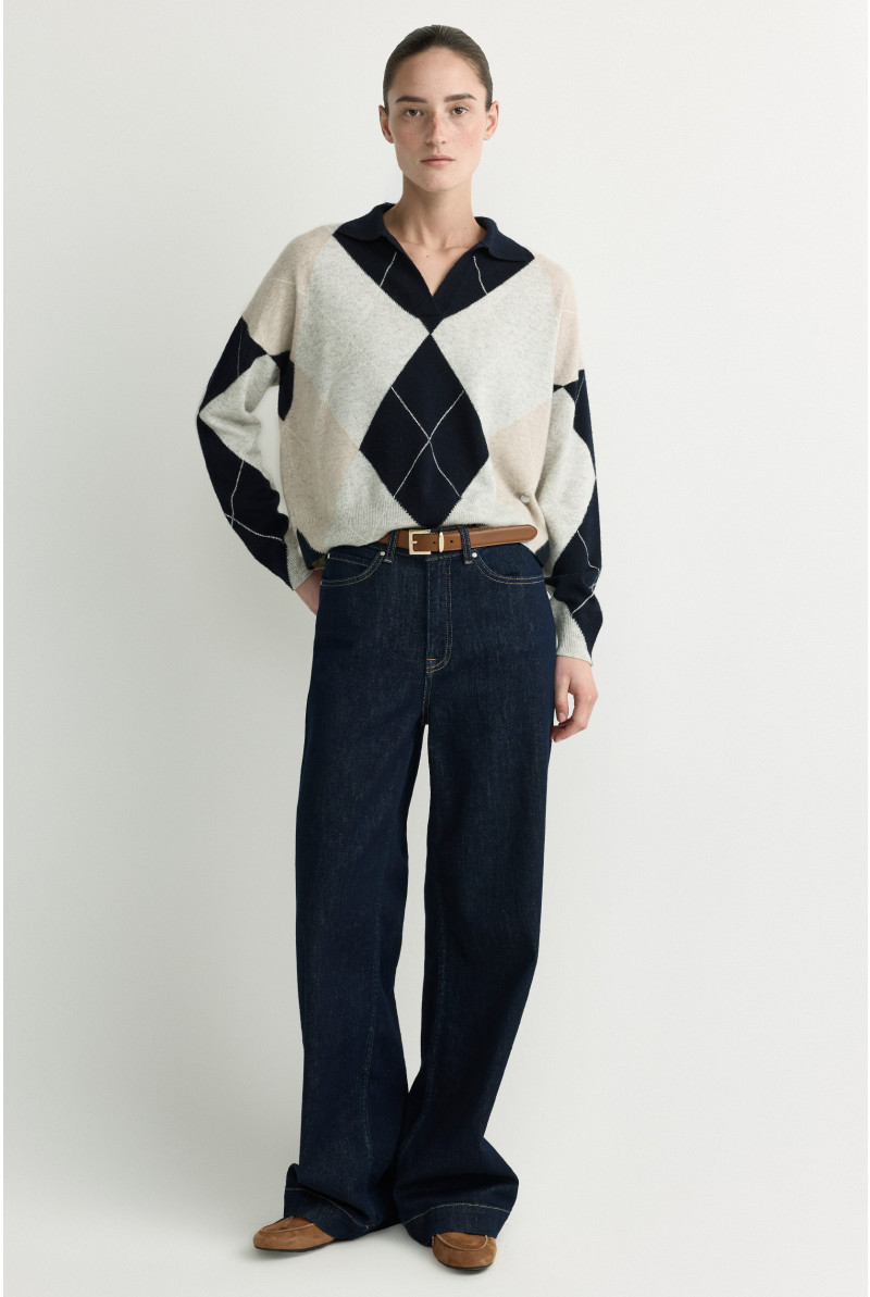 Checked polo jumper