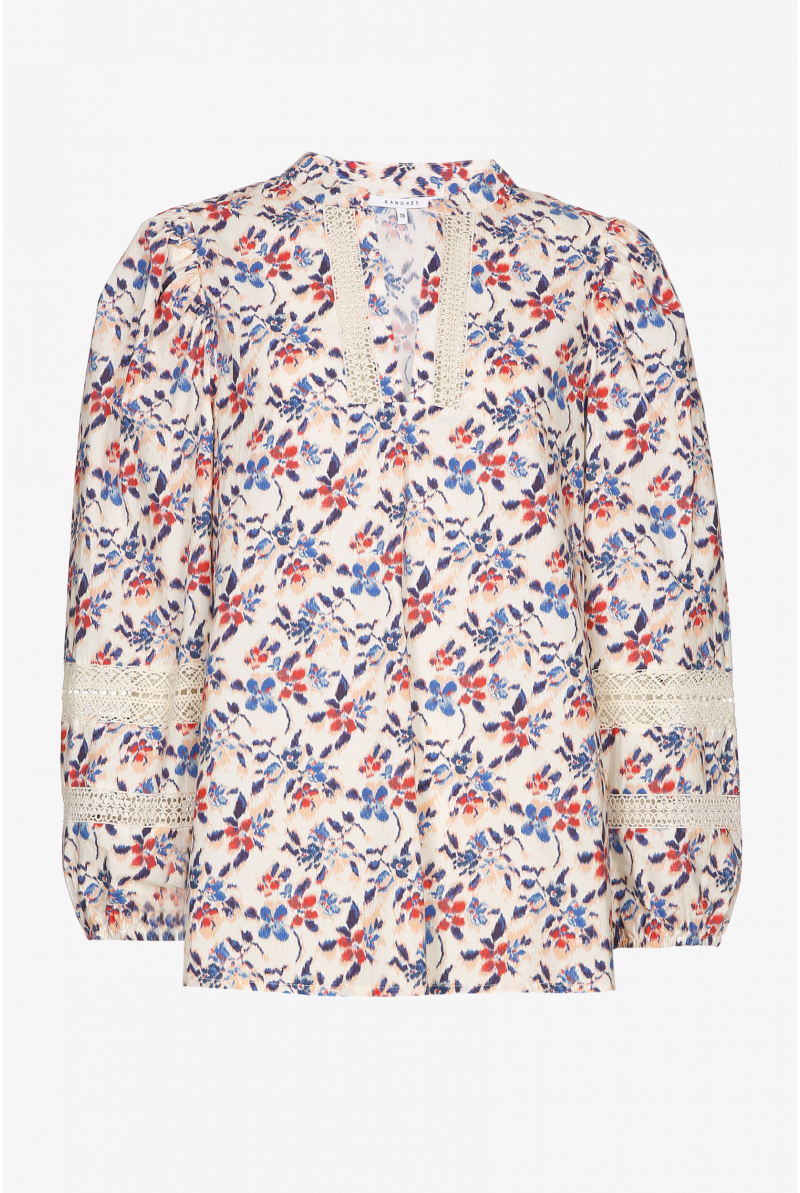 White blouse with floral print