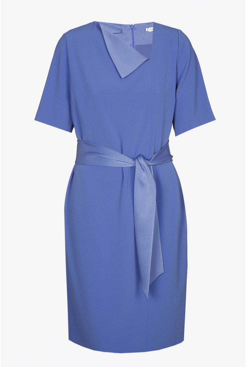 Straight lavender blue dress with soft collar