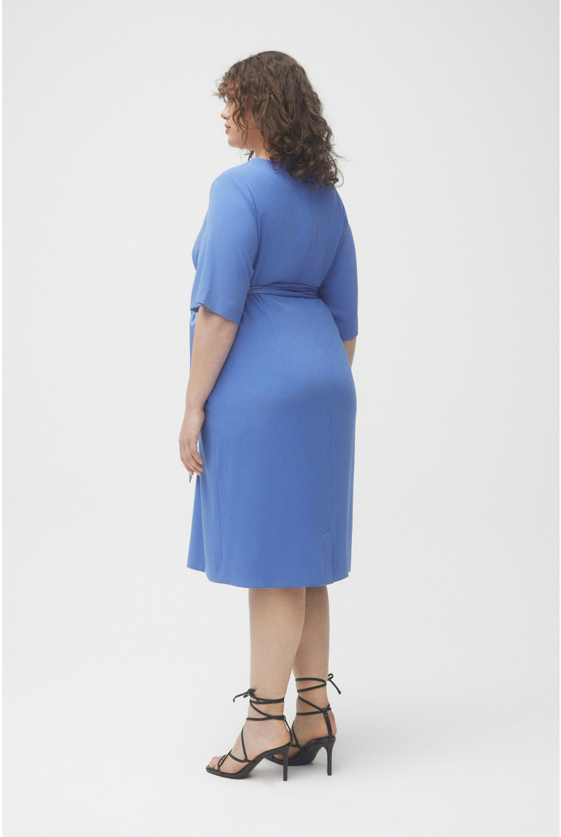 Straight lavender blue dress with soft collar