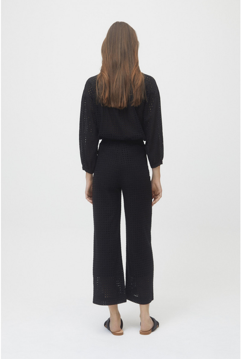 Black broderie anglaise trousers