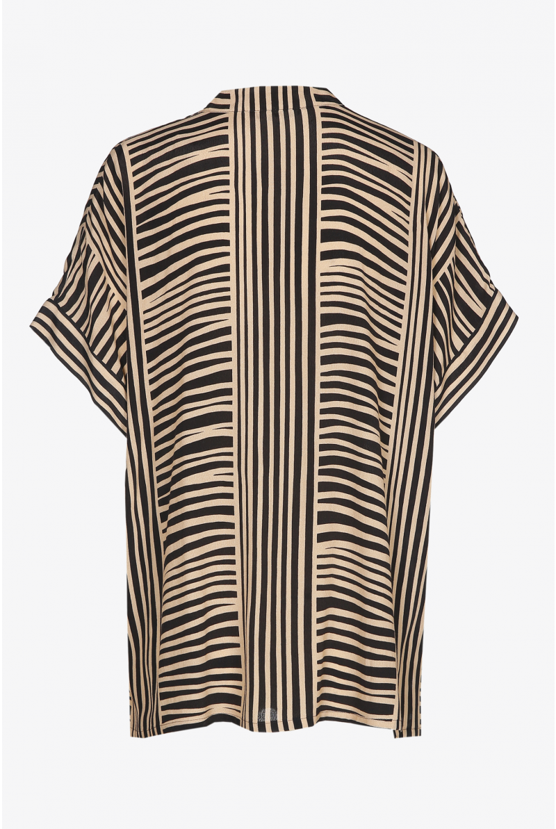 Blouse with beige and black stripes