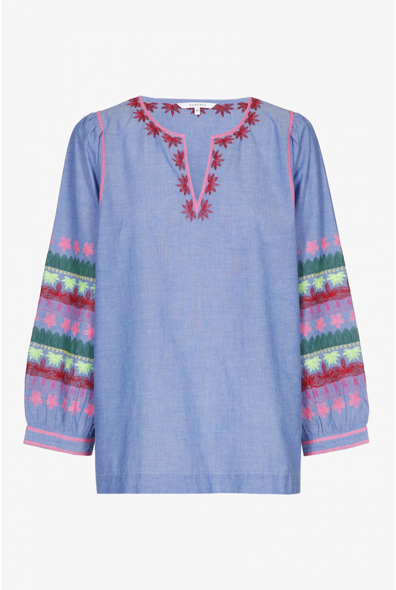 Blue blouse with embroidery