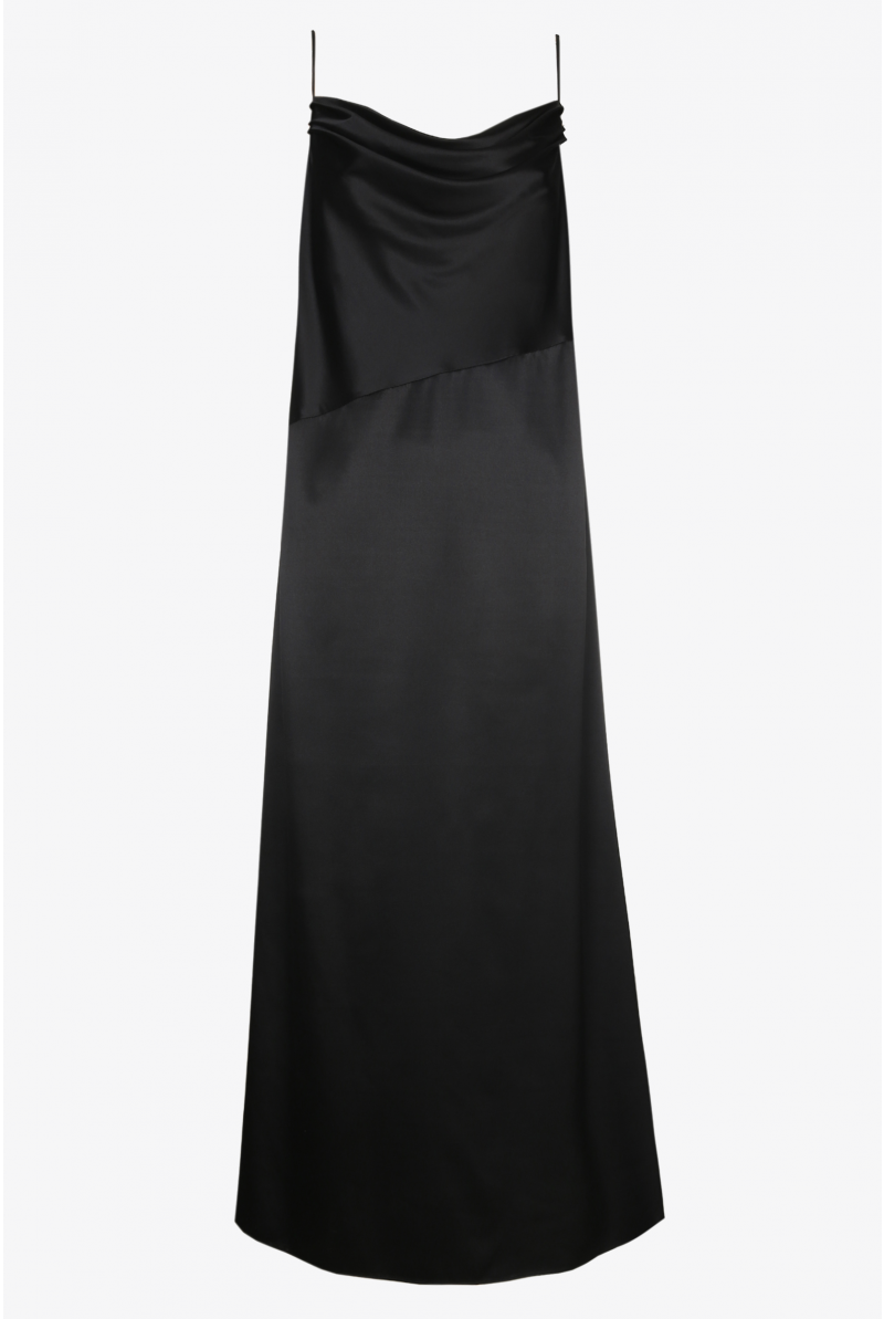 Zwarte zijden jurk
