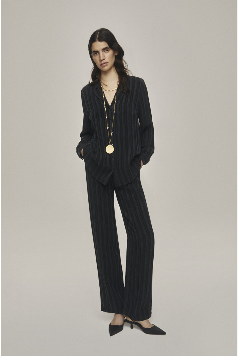 Soft trousers with pinstripe pattern