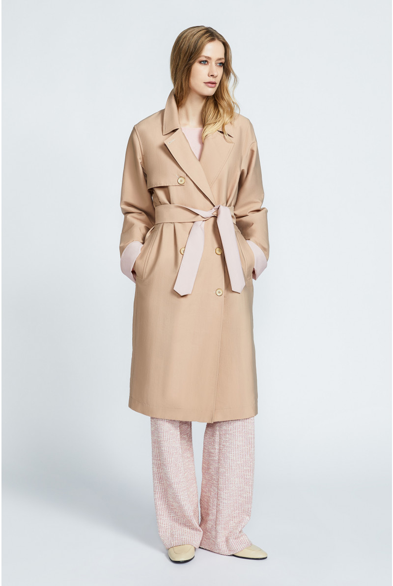 Trench coat with waist belt