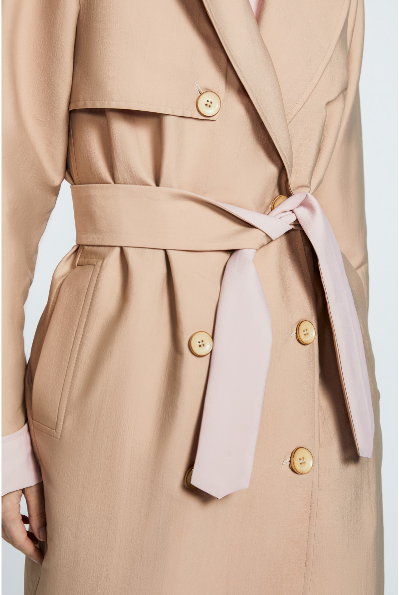 Trench coat with waist belt